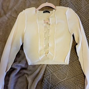 Cropped lace up long sleeve